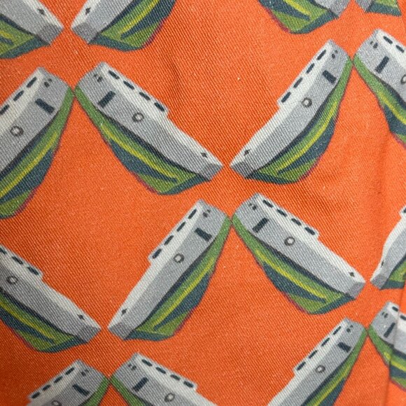 Leland Gal Orange Fabric Shoulder Bag Nautical Boat Pattern Rope Handle Michigan - Picture 3 of 8